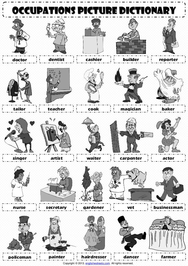 Jobs occupations professions pictionary poster vocabulary ...