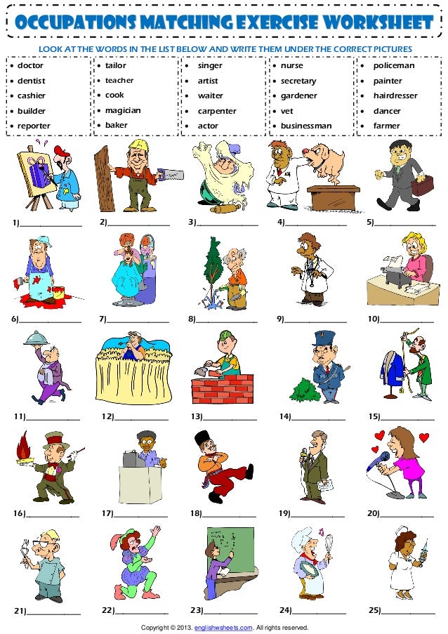 Professions In English Worksheet