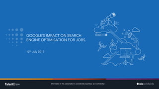 BUILD YOUR TALENT
Information in this presentation is considered proprietary and confidential.
GOOGLE’S IMPACT ON SEARCH
ENGINE OPTIMISATION FOR JOBS.
12th July 2017
 