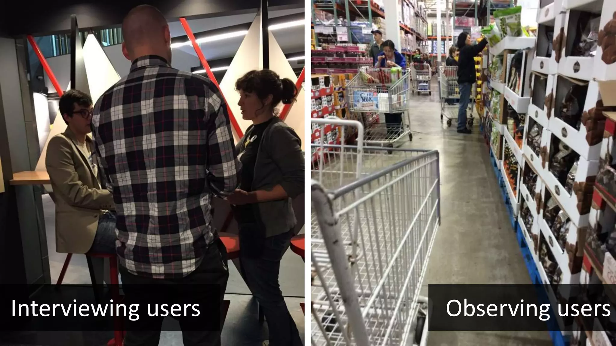 Interviewing users Observing users
 