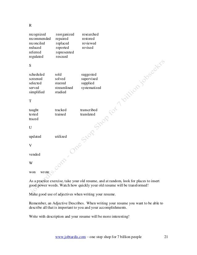 power words for cover letter