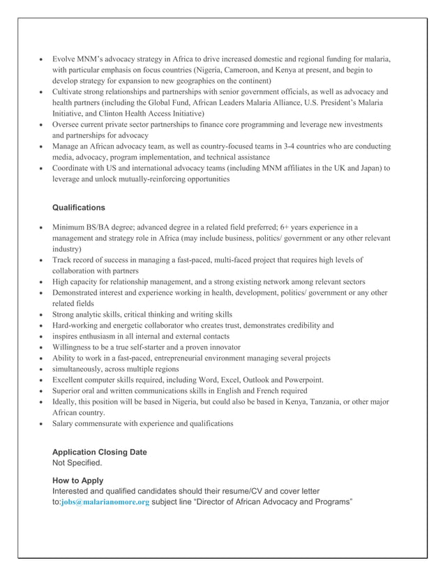 Job vacancy in nigeria