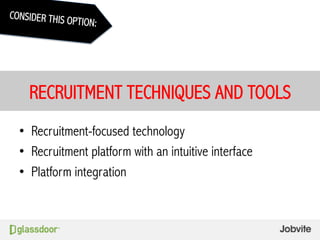 •  Recruitment-focused technology
•  Recruitment platform with an intuitive interface
•  Platform integration
CONSIDER THI...