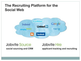 The Recruiting Platform for the
Social Web




social sourcing and CRM   applicant tracking and recruiting
 