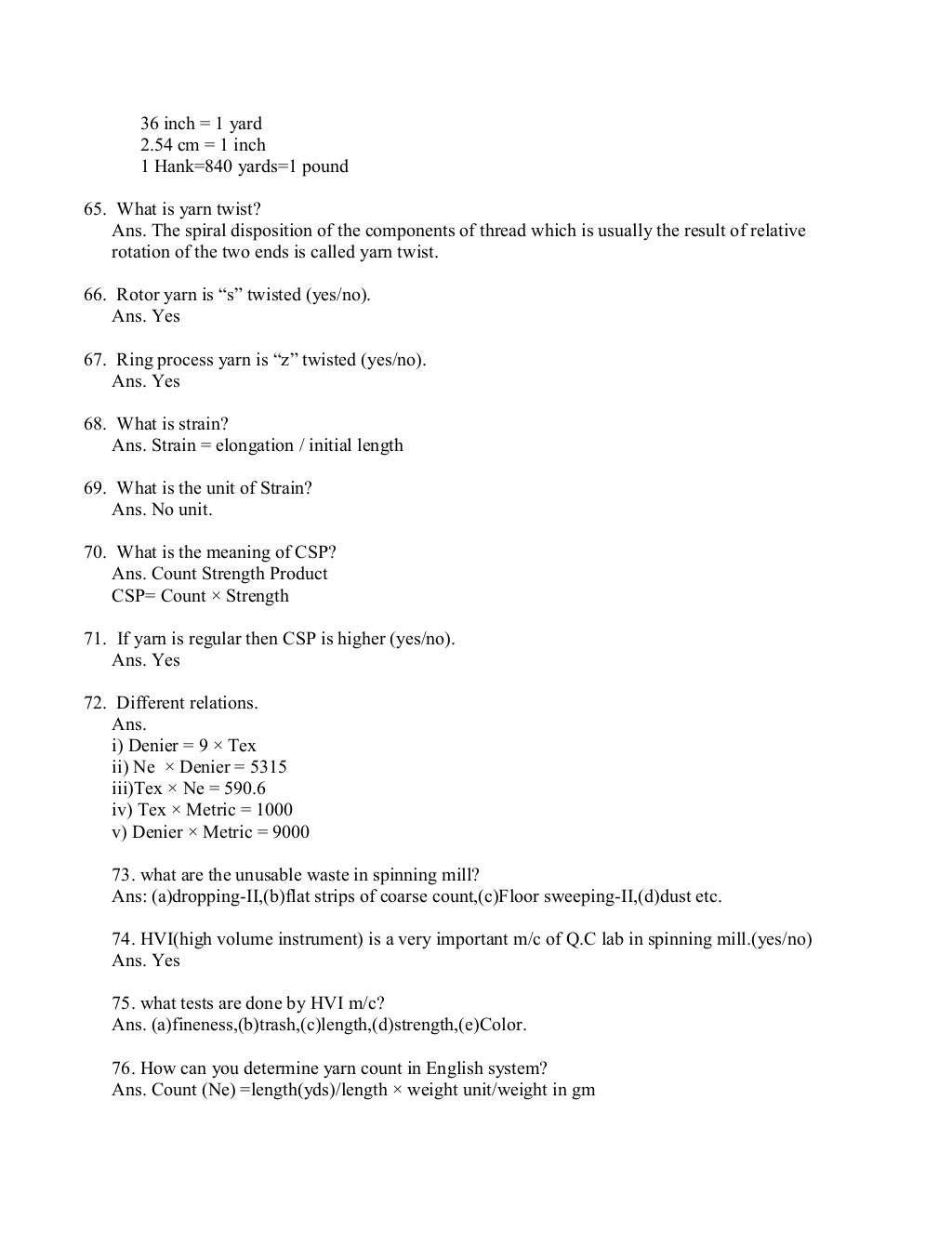 Job , viva , interview questions for textile engineers