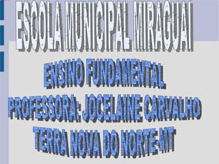 ESCOLA MUNICIPAL MIRAGUAÍ ENSINO FUNDAMENTAL PROFESSORA: JOCELAINE CARVALHO TERRA NOVA DO NORTE-MT 