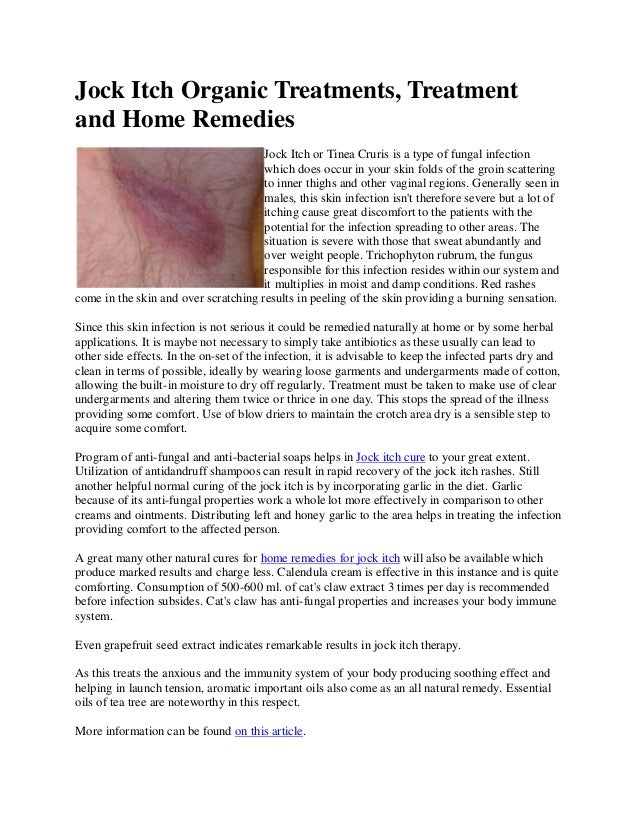 Jock itch organic treatments