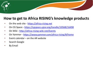 Communication and knowledge management in Africa RISING