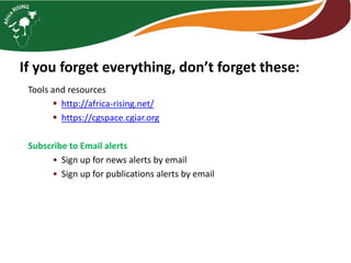 Communication and knowledge management in Africa RISING