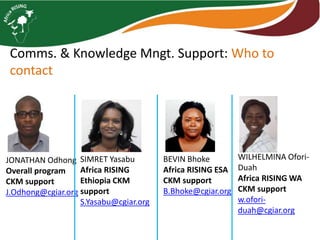 Communication and knowledge management in Africa RISING
