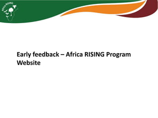 Communication and knowledge management in Africa RISING