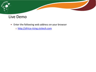 Communication and knowledge management in Africa RISING