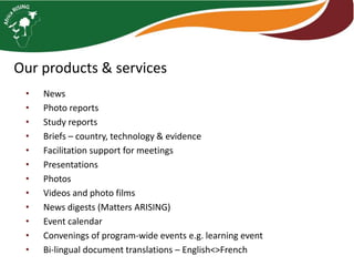 Communication and knowledge management in Africa RISING