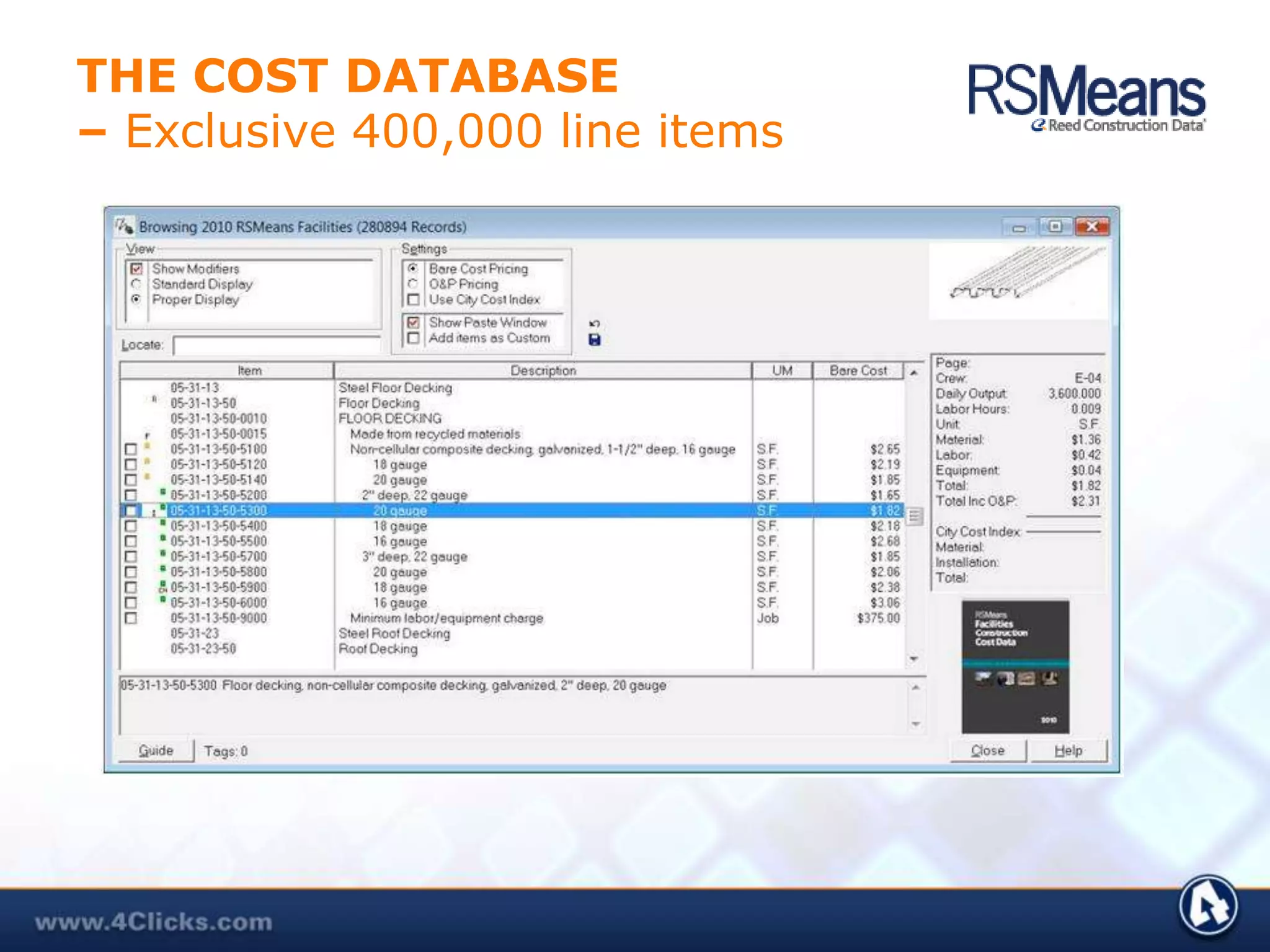 Reports show pre-negotiation strategies and           post-negotiation summaries.Programming EstimateEstimates from Each Design StageFinal Detailed Cost EstimateInitial Contractor ProposalsTechnically Evaluated ProposalsFinal Revised Contractor ProposalModifications & Change Orders