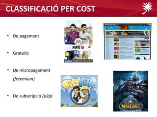 CLASSIFICACIÓ PER COST

• De pagament


• Gratuïts


• De micropagament
  (freemium)


• De subscripció (p2p)
 