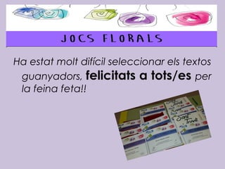 Ha estat molt difícil seleccionar els textos
guanyadors, felicitats a tots/es per
la feina feta!!
 