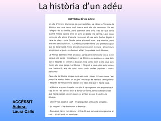 La història d’un adéu
ACCÈSSIT
Autora:
Laura Calls
 