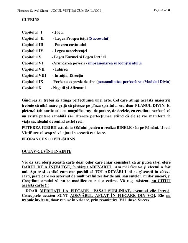 Jocul Vietii Si Cum Sa L Joci Florance Scovel Shinn