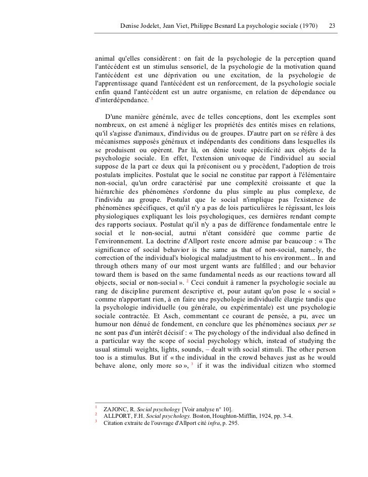 Jodelet Psycho Sociale