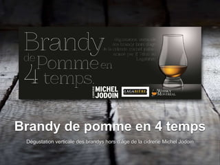 Brandy de pomme en 4 temps
Dégustation verticale des brandys hors d’âge de la cidrerie Michel Jodoin
 