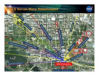 SLS Serves Many Stakeholders




                                                    NASA Headquarters



National Aeronautics and Space Administration
                                                T   H   E   P   U   B   L   I   C
                                                                                    8096_PM Challenge.9
 