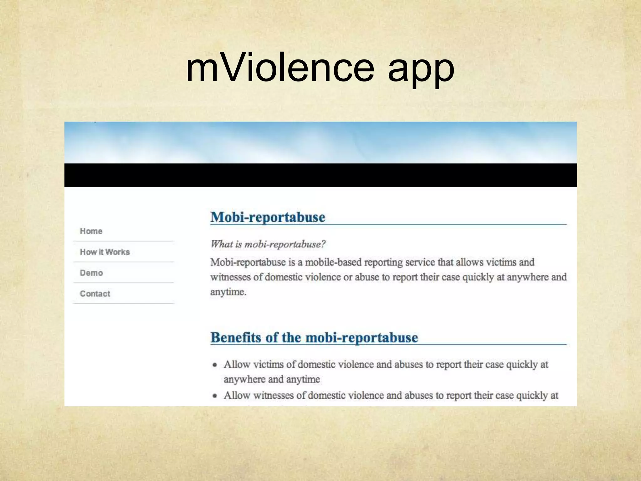 mViolence app
 