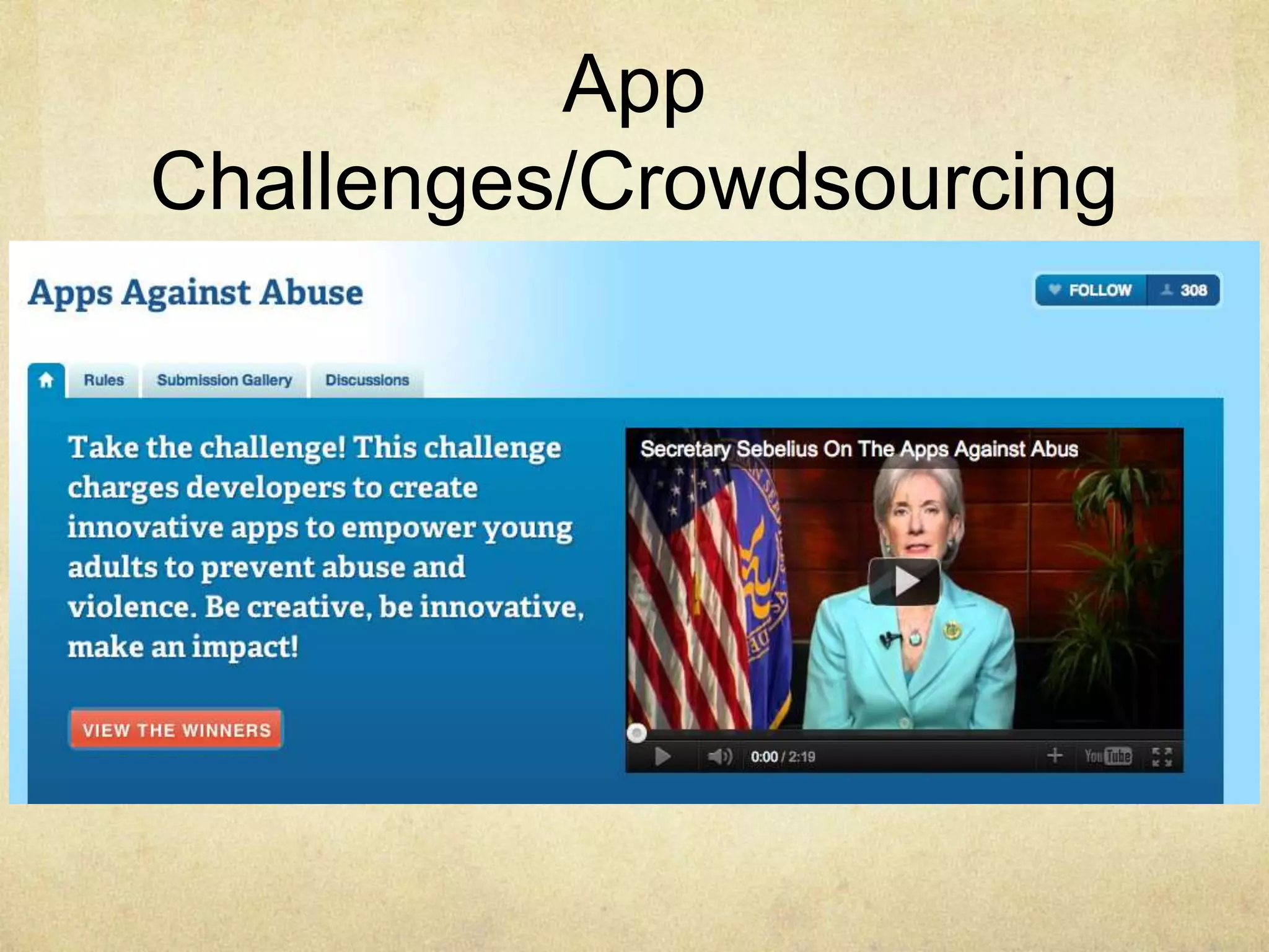 App
Challenges/Crowdsourcing
 