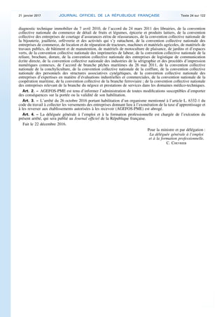 diagnostic technique immobilier du 7 avril 2010, de l’accord du 24 mars 2011 des librairies, de la convention
collective n...