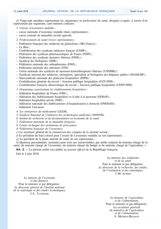 d) Vingt-sept membres représentant les organismes ou professions de santé, désignés ci-après, à raison d’un
représentant p...