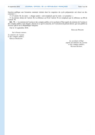 fonction publique une formation statutaire initiale dont les stagiaires du cycle préparatoire ont réussi un des
concours »...