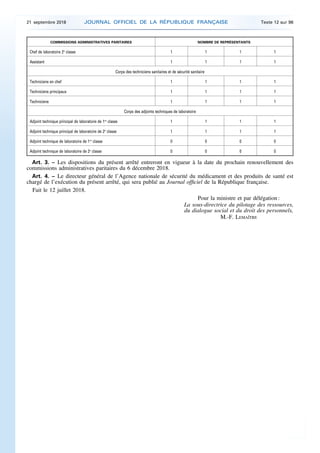 COMMISSIONS ADMINISTRATIVES PARITAIRES NOMBRE DE REPRÉSENTANTS
Chef de laboratoire 2e
classe 1 1 1 1
Assistant 1 1 1 1
Cor...