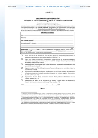 ANNEXE
12 mai 2020 JOURNAL OFFICIEL DE LA RÉPUBLIQUE FRANÇAISE Texte 17 sur 83
 