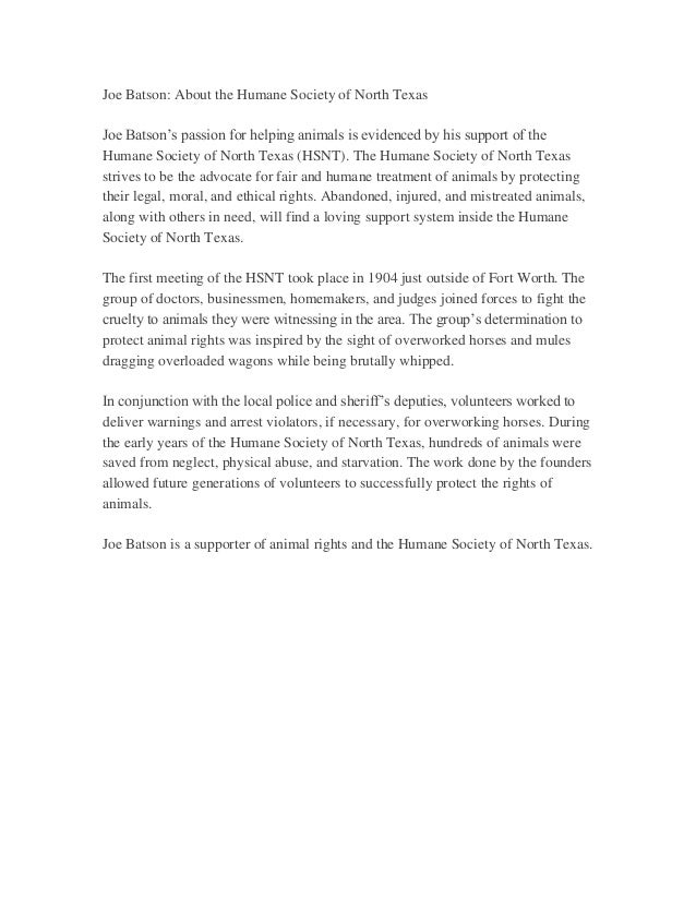 Joe Batson About the Humane Society of North Texas
