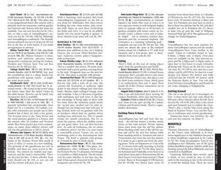 THEANCIENTCITIES www.lonelyplanet.com
THEANCIENTCITIES
www.lonelyplanet.com
Hotel Shalini (%222 2425; www.hotelshalini.com;
41/388 Harischandra Mawatha; s Rs 559-1305, d Rs 808-
1553, r with air-con Rs 1926; ai) This place has
a cute gingerbread-house-like annexe with a
pleasant open-air restaurant, rooftop garden
and Internet café. Rooms with hot water are
available. You can rent bicycles for Rs 150 a
day, or take a tour of Anuradhapura’s an-
cient city for Rs 750 (Rs 1500 for Mihintale
and Anuradhapura combined). The friendly
owners will pick you up (or drop you off) for
free at the bus or train station if you make
arrangements in advance.
Milano Tourist Rest (%222 2364; www.milanot
rest.com; 596/40 JR Jaya Mawatha; s/d Rs 650/750, r with
air-con Rs 1600; a) Milano features 12 clean,
modern and relatively spacious rooms
along with a restaurant serving Sri Lankan,
Western and Chinese food. You can hire
bicycles for Rs 200 per day.
Cottage Tourist Rest (%223 5363; 38/538 Har-
ischandra Mawatha; s/d/tr Rs 500/750/950) Just past
the roundabout, this is a cheap family-run
guesthouse with spartan rooms – it might
get some street noise.
Kondhamalie Hotel (%222 2029; 42/388 Haris-
chandra Mawatha; r Rs 1250) This hotel has 32 as-
sorted rooms – the rooms in the newer wing
are better value than the faded rooms in
the older house. Bicycles can be hired, and
inexpensive food is available.
Boa Vista (%223 5052; 142 Old Puttalam Rd; s/d/tr
Rs 1000/1500/2000, r with air-con Rs 3500; a) A
sparsely furnished but exceptionally clean
hotel run by a Canadian–Sri Lankan cou-
ple, who sometimes put people up in their
modern flat if there are only a few guests.
The location close to the Tissa Wewa and
the royal pleasure gardens is a bonus, and
the owners offer Sri Lankan and Western
meals. Boa Vista doesn’t pay touts commis-
sions, so many three-wheeler drivers will
tell you the guesthouse is full or closed.
Nimnara Lake Sojourn (%/fax 074 580256; www
.hotelnimnara.com; 21/146 Wijaya Mawatha, Attikulama;
r from Rs 600, with air-con Rs 1500; a) On the
banks of the Nuwara Wewa 6km south of
town, it offers 11 rooms in a new building.
The grounds of the guesthouse are rich in
birdlife, and there are views across to Mi-
hintale. The owners are helpful and expe-
rienced, and the food is noteworthy. There
are bicycles for hire. A three-wheeler from
town should cost Rs 140, or you can call
and the owners will pick you up.
HotelNuwaraWewa (%2235339;s/dRs750/1300)
With a charming rural location 3km from
Anuradhapura (signposted on the left as
you head for Mihintale), this three-storey
building has nine clean rooms, plus veran-
das with chairs on each floor overlooking
the fields and trees. It is run by an affable
family, but not much English is spoken. A
three-wheeler from town will cost Rs 100.
MIDRANGE & TOP END
Hotel Randiya (%222 2868; www.hotelrandiya.com;
394/19A Muditha Mawatha; s/d/tr US$17/20/24) A
pleasant new addition to the city’s lodging
choices, the 14-room Hotel Randiya imi-
tates walawwa (minor palace) bungalow-
style architecture.
Galway Miridiya Lodge (%222 2519; miridiya@slt
net.lk; Wasaladantha Mawatha; s/d US$43/46; as)
This is a modest two-storey, 39-room mod-
ern hotel with a pretty garden running down
to the tank. Nonguests may use the pool for
Rs 150. This place is popular with groups.
Tissawewa Rest House (%222 2299; hotels@quick
shaws.com; d/tr US$35/40, all incl breakfast; a) A
Raj-era relic with a style all its own, the
century-old Tissawewa is authentic right
down to the shower railings and claw-foot
baths. Besides high-ceilinged lounge areas
and verandas, it has 4.4 hectares of gardens
with mahogany and teak trees. It also has
the advantage of being right in there with
the ruins. Since the resthouse stands inside
the ‘sacred area’ alcohol can’t be sold, al-
though you can bring your own with you. A
big veranda looks out on gardens with lots
of monkeys, which have no qualms about
stealing your afternoon tea. The 25 quaint
rooms are mostly enormous, but try to
avoid the annexe, where the shabby rooms
are not good value. You can hire bicycles
here. As with all resthouses, the set menu
is relatively pricey, but the à la carte menu
is reasonably priced. Guests can use the
swimming pool at the Nuwarawewa Rest
House. The hotel is popular with groups,
so it would be wise to book ahead.
Nuwarawewa Rest House (%222 3265; hotels@
quickshaws.com; r US$40; as) This place, An-
uradhapura’s other resthouse, backs on to
theNuwaraWewa.It’spleasant,eventhough
it resembles a 1960s hospital. The 60 rooms
cost the same whether or not they face the
tank. It has a good, clean pool in the garden –
nonguests can swim for Rs 250.
PalmGardenVillageHotel (%2223961;www.palm
gardenvillage.com; Puttalam Rd, Pandulagama; r US$90, villas
US$118; as) Accommodation at Anurad-
hapura’s top hotel, 6km west of town, is in
very spacious rooms in well-designed duplex
units or separate villas set in 38 hectares of
gardens complete with tennis courts, an Ay-
urvedic centre, a fitness centre and a Catho-
lic chapel – not to mention resident deer,
peacocks and the occasional elephant. The
centrepiece is a stunning swimming pool –
nonguests can use it for Rs 250 per day. The
suites are almost the same as the standard
rooms, except for a bathtub, a TV with local
channels and a four-poster bed. A three-
wheeler from town costs Rs 350.
Eating
There’s little in the way of eating places
apart from the guesthouses and hotels.
Anzu’s Restaurant (%222 5678; 394/25A Haris-
chandraMawatha;dishesRs175-350) A relaxed house
restaurant that’s actually down a side street
called Dharma Asoka Lane, this place is run
by chefs from northern China, which gives
it an authenticity that sets it apart from
nearly all of the Chinese restaurants out in
the provinces.
Salgado Hotel & Bakery (Main St; dishes Rs 35-75)
This is an old-fashioned place serving Sri
Lankan breakfasts, short eats and biscuits.
Casserole (279MainSt,dishesRs70-250;a) A busy,
very clean air-con spot serving Sri Lankan,
Chinese and Western meals. There’s a super-
market downstairs.
Getting There & Away
BUS
Anuradhapura has ‘old’ and ‘new’ bus sta-
tions – the old bus station is further north,
closer to the train station. Private express
buses leave from near the old bus station.
Buses heading south start at the old bus sta-
tion and call by the new bus station, while
buses heading north to Vavuniya and east to
Trincomalee start from the new bus station.
It is easier to get a good seat from the start-
ing point. There are departures to Trinco (Rs
47, 3½ hours) from early morning; to Kandy
(CTB/intercity bus Rs 75/150, three hours),
via Kekirawa and Dambulla, every hour or so
until about 5pm; and to Polonnaruwa (Rs 46,
three hours) every hour from around 5.30am
to 6pm. Buses to Kurunegala (CTB/intercity
bus Rs 45/100, two hours) leave every 30
minutes from about 6am; those to Colombo
(CTB/intercity bus Rs 107/210, five hours)
leave every 30 minutes between 4.30am and
7pm. For Puttalam you may have to catch a
bus to Kala Oya (private bus Rs 20), and then
another bus on to Puttalam (Rs 27). Buses
to Kala Oya go past the road to Wilpattu
National Park (get off at Maragahawewa and
change for Hunuwilagama).
TRAIN
Anuradhapura has two train stations; the
main Anuradhapura station and the smaller
Anuradhapura New Town further to the
south. Trains to Colombo depart at 7am,
8.40am, 2.30pm and 11.40pm. First-class
seats are available on the 7am intercity ex-
press and the 2.30pm and 11.40pm trains. It
takes four to five hours to reach Colombo,
all being well. Prices are Rs 102 for a seat in
3rd class, Rs 191/309 in 2nd class for a seat/
sleeper and Rs 420/520 in 1st class for a seat/
sleeper. For Matara (9½ hours) and Galle
(3rd/2nd class Rs 154/291, 8½ hours) catch
the Rajarata Rajini at 5am. You can also
travel between Anuradhapura and Kandy by
any train, changing at Polgahawela.
Getting Around
The city is too spread out to investigate on
foot. A three-hour taxi trip costs about Rs
900 and a three-wheeler about Rs 650, but a
bicycle (Rs 150 to Rs 200 a day) is the nicest
and most leisurely way to explore the ruins.
There’s also a terrific bike track along the
bund of Nuwara Wewa. You can hire bicy-
cles at resthouses and several guesthouses.
Numerous buses run between the old
and new bus stations, via Main St.
MIHINTALE
%025
Thirteen kilometres east of Anuradhapura
on the Trinco road, Mihintale is of enor-
mous significance to the Sinhalese because it
is where Buddhism originated in Sri Lanka.
In 247 BC, King Devanampiya Tissa of An-
uradhapura met Mahinda, son of the great
Indian Buddhist emperor Ashoka, while deer
hunting around the hill at Mihintale, and was
converted to Buddhism.
Exploring Mihintale does involve quite
a climb, so you would be wise to visit it
early in the morning or late in the afternoon
to avoid the midday heat. There are seven
254 THE ANCIENT CITIES •• Anuradhapura THE ANCIENT CITIES •• Mihintale 255
 