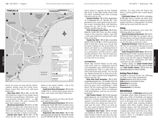 THESOUTH www.lonelyplanet.com
THESOUTH
www.lonelyplanet.com
beach. Its rooms are neat and the indoor-
outdoor dining room has lovely views.
Better rooms have their own cold-water
bathrooms.
Wavy Ocean Hotel (%224 2680; r Rs 700-1100)
This hotel has a range of very simple rooms
with their own bathrooms. The beach – and
a permanently beached trawler – is right
outside the door. The guys running the
place have energy to spare.
BlueHorizonGuestHouse(%2240721;rRs1000-
1500) The six cold-water rooms here are in a
multilevel building across from the beach.
There are elevated open-air common areas
where you can have a snack or just hang.
Ravindu Guest House (%567 0560; r Rs 500)
There are five very simple rooms here. A
shrine to the owner’s family – lost to the
tsunami – is at the front.
Sarath Guest House & Restaurant (%224 2630;
r Rs 800) This is a lively family home with six
clean, neat rooms and shared bathrooms.
TANGALLA
The following options are above the beach,
just south of the centre.
BayviewRestaurant&Guesthouse (%2242431;
230 Matara Rd; r Rs 650-1200) With excellent views
over the bay, this place has two rooms and
a cabana. The young owner, Ruwan, runs
a hopping café.
Nugasewana Eden Guest House (%224 0389;
www.nugasewana.com; Matara Rd; r from Rs 440, s/d with
air-con Rs 1430/1650; ai) The former Tourist
Guest House is opposite the big Tangalla
Bay Hotel. It has eight stylish rooms with
hot water, including some with sea-facing
balconies and air-con.
Touristen Gasthaus (%224 0370; wkapila@sltnet
.lk; 19 Pallikkudawa Rd; r Rs 1100-2500; a) This
guesthouse has a leafy garden and six spot-
less rooms, including three with balconies
facing the sea. One of the rooms has a
kitchen; another has air-con.
Chalet Restaurant & Guest House (%224 0452;
Matara Rd; r Rs 800-1200) There are three simple
rooms at this restaurant (right), each with
a cold-water bathroom and postcard-ready
views of the bay.
Tangalla Bay Hotel (%224 0683; accountstbh@
sltnet.lk;rUS$23-32;as) A 1970s monstrosity
built to look like a boat (you can get lost
for hours looking for the poop deck), it’s
kitsch and dated in an endearing kind of
way. It certainly has a great location right
on a promontory, and the service is good
and the pool has a view. The 28 rooms vary
in quality (all have hot water, some have
air-con); ask to see several.
GOYAMBOKKA
About 3km towards Matara on the main
road you’ll come to a signposted turn-off
at Goyambokka, and a road lined with sev-
eral guesthouses. This is a quiet leafy area
with a beach that feels private. You can ask
any Matara-bound bus to drop you at the
turn-off. A three-wheeler from Tangalla bus
station costs Rs 150.
Rocky Point Beach Bungalows (%224 0834;
rockypointbeach@yahoo.com; r incl breakfast US$25-30)
At the end of the road, this popular, relaxed
spot has great views overlooking a small
beach. The five rooms and three bungalows
are in a large garden. There’s a restaurant
(with board games), and you can rent boo-
gie boards.
Palm Paradise Cabanas (%224 0338; www.palm
paradisecabanas.net; s/d incl half-board €30/40; i)
There are 22 lovely cabanas here, scattered
around a secluded beachside palm grove.
All have their own sitting area, breezy ver-
anda and hot water. There’s an open-air
bar and a good restaurant. Bicycles can be
rented here for Rs 200 per day.
Goyambokka Guest House (%/fax 224 0838;
r incl breakfast Rs 1000-1600) Further on from
Palm Paradise Cabanas, this place has four
small, spotless rooms with screens on the
windows. It’s away from the beach, but
there’s a pretty garden and a small shared
veranda.
CalmGardenCabanas (%2240523;rinclbreakfast
Rs 1000-1600) This is a family-run affair, back
from the beach. The three cabanas are pretty
simple, and there’s a large garden. It’s about
200m up the track from the turn-off.
Eating
Just about all guesthouses serve food. The
following places are central.
BayviewGuesthouse&Restaurant (%2242431;
230 Matara Rd; r Rs 650-1200) The energetic vibe at
this guesthouse-café keeps the place packed
out with travellers, NGO workers and oth-
ers. It’s the place in town for a beer.
Wijethunga Restaurant (Matara Rd; meals Rs 50-
150) This is a local place with good rice and
curry. It’s just near the popular lookout
spot on the Matara road.
Chalet Restaurant & Guest House (%224 0452;
Matara Rd; mains Rs 175-320) A popular lunch stop
with an extensive seafood menu and great
views across the bay (ignore Tangalla Bay
Hotel). Omelettes, sandwiches and other
casual fare are also available.
Further afield, try Lagoon Paradise Beach
Resort (%224 2509; fax 224 2286; mains Rs 200-800)
and Palm Paradise Cabanas (%224 0338; www
.palmparadisecabanas.net; mains Rs 200-800).
Getting There & Away
Tangalla is serviced by bus; the following
are some of the major destinations.
Colombo Regular/air-con Rs 104/210, six hours.
Galle Regular/air-con Rs 48/100, two hours.
Hambantota Rs 24, one hour.
Matara Rs 23, 1½ to two hours.
Tissamaharama Rs 54, three hours.
MULKIRIGALA
The rock temple at Mulkirigala (admissionRs100;
h6am-6pm), about 16km northwest of Tan-
galla, has a little of Dambulla and Sigiriya
about it. Steps lead up to a series of cleftlike
caves in the huge rock. As with Dambulla,
the caves shelter large reclining Buddhas,
together with other, smaller, sitting and
standing figures, and wall paintings. You
can then continue on your barefoot way to
a dagoba perched on top of the rock, where
there are fine views over the surrounding
country. There is a Buddhist school for
young monks nearby.
ὄὄὄὄ
ὄὄὄὄ
ὄὄὄὄὄὄ
ttttttὈὈ
tttt
4
1
3
2
DBA C
(35km)
(3km); Matara
To Goyambokka
Mulkirigala (15km)
To Beliatta (8km);
(42km)
Hambantota
Sanctuary (20km);
Kalametiya Bird
To Rekawa (10km);
Beach Resort (3km)
To Lagoon Paradise
O C E A N
I N D I A N
Harbour
Lagoon
Lagoon
Medaketiya
Beach
KiramaOya
Tower
Clock
Cemetery
Pallikkudawa Rd
tiya
Rd
ke
Meda
Vijaya
Rd
am Rda
akr
Par
Rd
M
atara
H
am
bantota
Rd
Main
Rd
6
4
11
15
5
12
7
9
13
10
14
8
3
1
17
16
18
2
18
TRANSPORT
17
16
EATING
15
14
13
12
11
10
9
8
7
SLEEPING
6
5
4
SIGHTS & ACTIVITIES
3
2
1
INFORMATION
Bus Station....................................... B2
Wijethunga Restaurant..................... B4
Chalet Restaurant & Guest House.... A4
Wavy Ocean Hotel........................... C1
Touristen Gasthaus.......................... A4
Tangalla Bay Hotel........................... A4
Sarath Guest House & Restaurant.... C2
Ravindu Guest House....................... B2
Nugasewana Eden Guest House....... A4
King Fisher......................................... D1
Blue Horizon Guest House.................. D1
Bayview Restaurant & Guesthouse..... A4
Swimming Area.................................. C3
Rest House......................................... C3
Pond................................................... B3
Main Post Office................................ B3
Hatton National Bank......................... B2
Agency Post Office............................. B2
TANGALLA 0 300 m
0 0.2 miles
150 THE SOUTH •• Tangalla THE SOUTH •• Mulkirigala 151
 