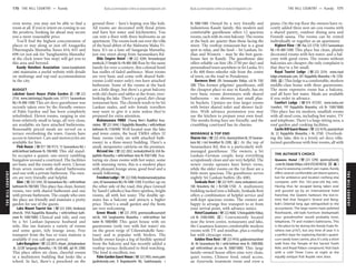 THEHILLCOUNTRY www.lonelyplanet.com
THEHILLCOUNTRY
www.lonelyplanet.com
even worse, you may not be able to find a
room at all. If you’re intent on coming to see
the perahera, booking far ahead may secure
you a more reasonable price.
You’ll find the highest concentration of
places to stay along or just off Anagarika
Dharmapala Mawatha; buses 654, 655 and
698 (or just ask for ‘Sanghamitta Mawatha’
at the clock tower bus stop) will get you to
this area and beyond.
Kandy Hoteliers Association (www.kandyhotels
.com) maintains a useful website with details
on midrange and top-end accommodation
in the city.
BUDGET
Lakshmi Guest House (Palm Garden 2) (%222
2154; www.lakshmipg2.lkguide.com; 57/1/1 Saranankara
Rd; r Rs 800-1500) This art deco guesthouse was
recently taken over by the friendly owners
of Palm Garden and has been completely
refurbished. Eleven rooms, ranging in size
from relatively small to large, all very clean,
are available; six have attached bathrooms.
Reasonably priced meals are served on a
terrace overlooking the town. Guests have
access to Internet. Cars and motorcycles are
available for hire.
Pink House (%077 780 9173; 15 Saranankara Rd; r
with/without bathroom Rs 700/400) This old stand-
by occupies a quaint, one-storey rambling
bungalow around a courtyard. The facilities
are basic and the rooms well-worn. Choose
from seven rooms with shared bathrooms
and one with a private bathroom. The own-
ers are very friendly and helpful.
Glen (%223 5342; 58 Saranankara Rd; r with/without
bathroomRs700/500) This place has clean, homey
rooms, two with shared bathroom and one
with private bathroom. The couple who own
the place are friendly and maintain a pretty
garden for use of the guests.
Lake Mount Tourist Inn (%223 3204; hirokow@
sltnet.lk; 195A Rajapihilla Mawatha; r with/without bath-
room Rs 1300/1000) Clinical and tidy, and run
by a Sri Lankan–Japanese husband and
wife, this inn features a variety of rooms
and some quiet, tidy lounge areas. Free
transport from the bus or train stations is
available if you call upon arrival.
LakeBungalow (%2222075;shiyan_d@ispkandyan
.lk; 22/2B Sangaraja Mawatha; r Rs 550-880, apt Rs 2500)
This place offers six clean, cheerful rooms
in a multistorey building that looks like a
school. In fact, there’s a preschool on the
ground floor – here’s hoping you like kids.
All rooms are decorated with floral prints
and have hot water and kitchenettes. You
can rent a floor with three bedrooms as an
apartment. The rooms look out over the villa
of the head abbot of the Malwatte Maha Vi-
hara. It’s on a lane off Sangaraja Mawatha,
just one street along from Saranankara Rd.
Olde Empire Hotel (%222 4284; fernandovja@
eureka.lk;21TempleSt;rRs400-500) Run by the same
family for over a century, this colonial hotel
has oodles of faded ambience. Most rooms
are very basic and come with shared bath-
rooms (cold water only); two have attached
bathroom. Some of the rooms at the back
are a little dingy, but there’s a great balcony
with old chairs and tables at the front, over-
looking the lake. There’s a good, dirt-cheap
restaurant here. The clientele tends to be Sri
Lankan males, and solo female travellers
may want to give it a miss unless they’re
prepared for extra attention.
Mahanuwara YMBA (Young Men’s Buddhist Asso-
ciation; %223 3444; 5 Rajapihilla Mawatha; r with/without
bathroom Rs 1150/690) Well located near the lake
and town centre, the local YMBA offers 32
basic rooms (only six with attached bath-
room) in a three-storey building. There’s a
small, inexpensive cafeteria on the premises.
McLeod Inn (%222 2832; mcleod@sltnet.lk; 65A Ra-
japihilla Mawatha; r with/without view Rs 950/1300) Fea-
turing six clean rooms with hot water, some
with stunning views, this is a modern place
with pleasant lounge areas, good food and a
steady following.
FreedomLodge (%2223506;freedomamead@yahoo
.com;30SaranankaraRd;rRs1000-1250) Further up on
the other side of the road, this place (owned
by Tamil Catholics) has three spotless, bright
rooms, all with hot water. The double up-
stairs has a balcony and attracts a higher
price. There’s a small garden and the hosts
are very welcoming.
Green Woods (%223 2970; greenwoodkusum@slt
net.lk; 34A Sanghamitta Mawatha; r with/without hot
water Rs 1000/800) This quiet house with six
guestrooms (only two with hot water) sits
on the green verge of Udawattakelle Sanc-
tuary and is popular with birders. The
kindly owner keeps a log of birdlife spotted
from the balcony and has recently added a
rooftop terrace dedicated to bird-watching.
The food is excellent, too.
Palm Garden Guest House(%223 3903; www.palm
gardenkandy.com; 8 Bogodawatte Rd, Suduhumpola; r
Rs 1000-1500) Owned by a very friendly and
industrious Kandy family, this modern and
comfortable guesthouse offers 12 spacious
rooms, each with its own balcony. The rooms
at the back are quieter than those facing the
street. The rooftop restaurant-bar is a great
spot to relax, and the food – Sri Lankan, In-
dian and Western – may be the best guest-
house fare in Kandy. The guesthouse also
offers reliable car hire (Rs 2750 per day) and
personalised tours anywhere in Sri Lanka. It’s
a Rs 400 three-wheeler ride from the centre
of town, on the road to Peradeniya.
Burmese Rest (DS Senanayake Vidiya; s/d Rs 150/
300) This former pilgrims’ guesthouse, still
the cheapest place to stay in Kandy, has six
very basic rooms downstairs with shared
bathrooms – no showers, just small plas-
tic buckets. Upstairs are four larger rooms
with better shared toilet and shower facil-
ities. With advance permission you may
use the kitchen to prepare your own food.
The monks living here are friendly, and the
crumbling courtyard has its charms.
MIDRANGE & TOP END
Sharon Inn (%222 2416; sharon@sltnet.lk; 59 Saranan-
kara Rd; r incl breakfast Rs 2200; i) At the top of
Saranankara Rd, this is a particularly well-
managed guesthouse. The owners, a Sri
Lankan–German couple, keep everything
scrupulously clean and are very helpful. The
newer rooms upstairs have better views,
while the older rooms on the 1st floor are a
little more spacious. The guesthouse serves
nightly Sri Lankan buffets (Rs 400).
Senkada Rest (%222 9291; www.senkadarest.com;
108 Hewaheta Rd; r Rs1500-1750) A multistorey
building tucked into a hillside, Senkada Rest
offers a combination of helpful service and
well-kept spacious rooms. The owners are
happy to arrange free transport to or from
your arrival point, with advance notice.
HotelCasamara (%2224688;12KotugodelleVidiya;
s/d Rs 2500/3000; a) Conveniently located
near the town centre, restaurants and lake,
the Casamara features comfortable modern
rooms with TV and minibar, plus a rooftop
bar with cityscape views.
Golden View Rest (%223 9418; goldenview@sltnet
.lk; 46 Saranankara Rd; r with/without view Rs 1000/800,
apt with/without air-con Rs 3000/1800) This large
family-owned house offers nine very clean,
quiet rooms, Chinese food, email access,
an Ayurveda treatment room and even a
piano. On the top floor the owners have re-
cently added three new air-con rooms with
a shared pantry, outdoor dining area and
Finnish sauna. The rooms can be rented
individually or together as an apartment.
Highest View (%/fax 223 3778; 129/3 Saranankara
Rd; r Rs 600-1200) This place has clean, plainly
decorated rooms with hot water, and a bal-
cony with good views. The rooms without
balconies are cheaper; the only complaint is
that they’re a bit small.
Royal Tourist Lodge (%222 2534; www.royal
lodge.srilankaads.com; 201 Rajapihilla Mawatha; r Rs 1250-
2000;i) This lodge is a comfortable, modern
middle-class home with three guestrooms.
The more expensive room has a balcony,
and all have hot water. Meals are available
if you order in advance.
Comfort Lodge (%074 473707; www.lanka.net
/comfort; 197 Rajapihilla Mawatha; s/d Rs 1300/1800)
This place has six modern, smallish rooms
with all mod cons, including hot water, TV
and telephone. There’s a large sitting area, a
roof garden and cooking facilities.
CastleHillGuestHouse (%2224376;ayoni@sltnet
.lk; 22 Rajapihilla Mawatha; r Rs 2750) Overlook-
ing the lake, this is a lovely art deco villa-
turned-guesthouse with four rooms, all with
THE AUTHOR’S CHOICE
Queens Hotel (%223 3290; queens@kandy
.ccom.lk;DaladaVidiya;s/d/trUS$30/40/50;as)
If you’re assessing comfort-per-rupee, Kandy
offers several comfortable yet bland options,
but for ambience and location nothing else
compares with this 165-year-old Raj relic.
Having thus far escaped being taken over
and gussied up by an international hotel
franchise, the Queens harbours the lost-in-
time feel that Yangon’s Strand and Bang-
kok’s Oriental long ago relinquished to the
accountants. The large rooms have polished
floorboards, old-style furniture (bedspreads
your grandmother would probably love),
telephone, TV and modern bathrooms. This
is the place to be during the Kandy Esala Pe-
rahera (see p167), but any time of year it is
a perfect base for exploring Kandy’s quaint-
cum-seedy town centre, plus it’s only a short
walk from the Temple of the Sacred Tooth
Relic and Royal Palace compound. Kick back
with a cold Three Coins at night at the
equally antique Pub Royale next door.
170 THE HILL COUNTRY •• Kandy THE HILL COUNTRY •• Kandy 171
 