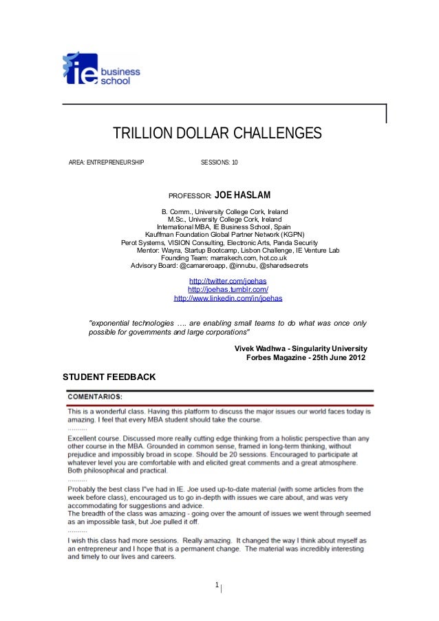 Mba Courses Cork trillion dollar challenges mba course at ie business school Mba Courses Cork trillion dollar challenges mba course at ie business school