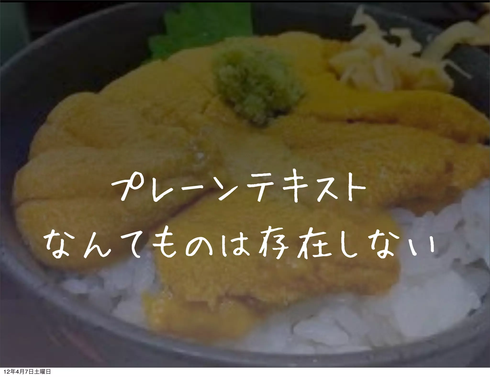 プレーンテキスト
       なんてものは存在しない

12年4月7日土曜日
 