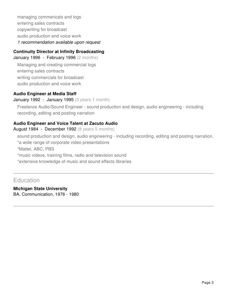 radio broadcasting music director resume