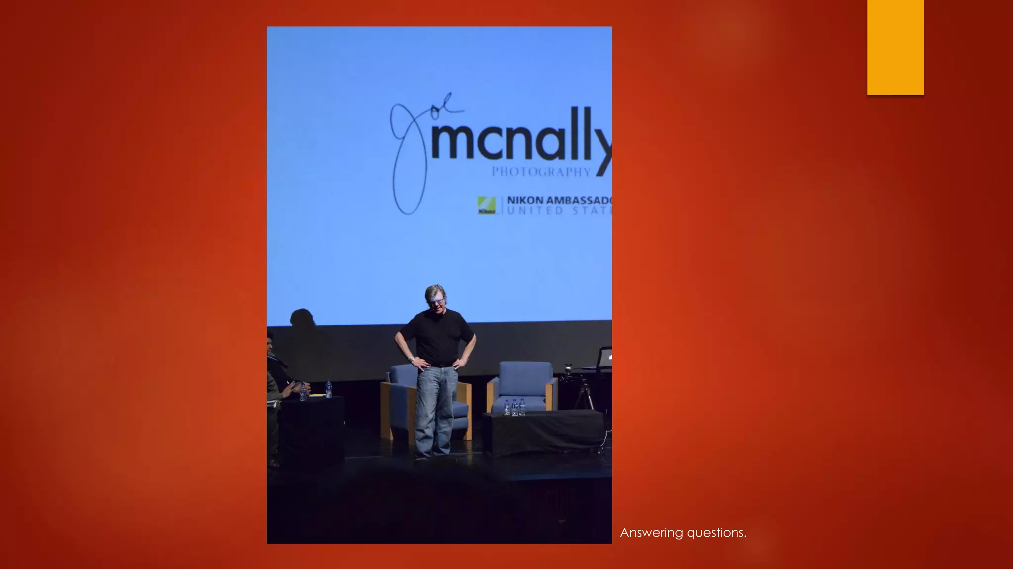 Answering questions.
 