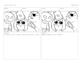 Scene
28
Panel
3
Dialog
B: and you got a pretty sweet butterfly to boot.
Scene
28
Panel
4
Dialog
Woman (sobbing, OS): Whyyy?!
JoeRyan MaoMao Test Page 51/51
 