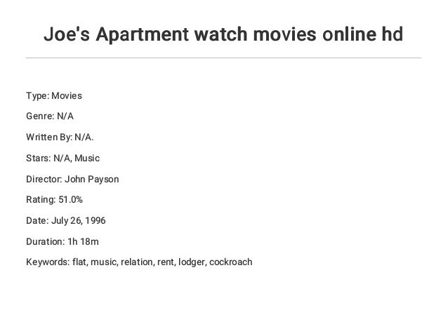Joe's Apartment watch movies online hd