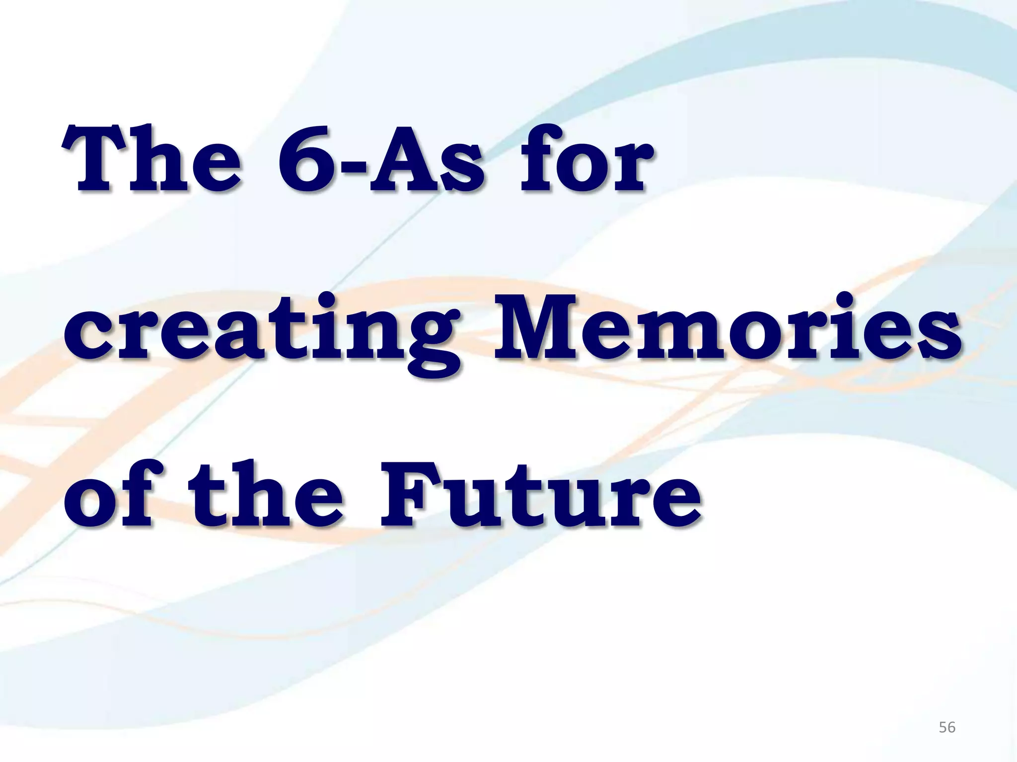 The 6-As for
creating Memories
of the Future

                56
 
