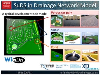 SuDS in Drainage Network Model
jo-fai.chow@microdrainage.co.ukSlide (06/21)
Porous car park
Swale
Pond
A typical development site model
 