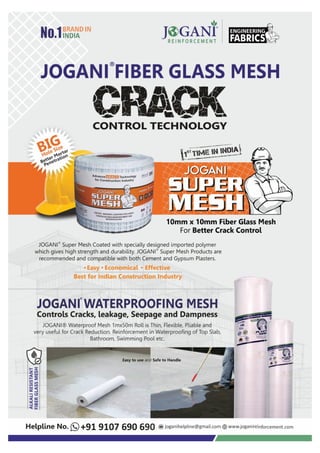 High Quality Fiber Glass Mesh -Super Mesh Launched by Jogani Reinforcement- First time in India