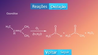 Reações
Ozonólise
 
