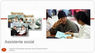 Assistente social
Programa de Orientação Vocacional- Agrupº Escolas Infante D.
Henrique6
 