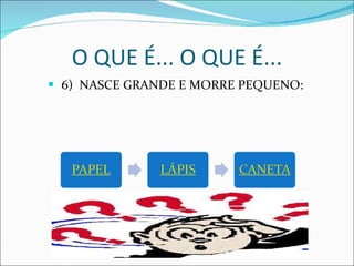 6)  NASCE GRANDE E MORRE PEQUENO:  O QUE É... O QUE É... 
