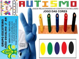 JOGOS RELACIONADOS AO CONTEXTO DA INCLUSÃO
JOGO DAS CORES
Imagens
disponíveis
na internet
 