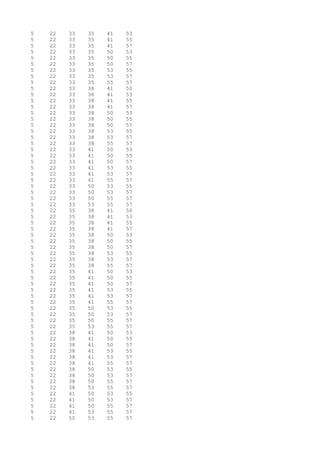 5 22 33 35 41 53
5 22 33 35 41 55
5 22 33 35 41 57
5 22 33 35 50 53
5 22 33 35 50 55
5 22 33 35 50 57
5 22 33 35 53 55
5 22 33 35 53 57
5 22 33 35 55 57
5 22 33 38 41 50
5 22 33 38 41 53
5 22 33 38 41 55
5 22 33 38 41 57
5 22 33 38 50 53
5 22 33 38 50 55
5 22 33 38 50 57
5 22 33 38 53 55
5 22 33 38 53 57
5 22 33 38 55 57
5 22 33 41 50 53
5 22 33 41 50 55
5 22 33 41 50 57
5 22 33 41 53 55
5 22 33 41 53 57
5 22 33 41 55 57
5 22 33 50 53 55
5 22 33 50 53 57
5 22 33 50 55 57
5 22 33 53 55 57
5 22 35 38 41 50
5 22 35 38 41 53
5 22 35 38 41 55
5 22 35 38 41 57
5 22 35 38 50 53
5 22 35 38 50 55
5 22 35 38 50 57
5 22 35 38 53 55
5 22 35 38 53 57
5 22 35 38 55 57
5 22 35 41 50 53
5 22 35 41 50 55
5 22 35 41 50 57
5 22 35 41 53 55
5 22 35 41 53 57
5 22 35 41 55 57
5 22 35 50 53 55
5 22 35 50 53 57
5 22 35 50 55 57
5 22 35 53 55 57
5 22 38 41 50 53
5 22 38 41 50 55
5 22 38 41 50 57
5 22 38 41 53 55
5 22 38 41 53 57
5 22 38 41 55 57
5 22 38 50 53 55
5 22 38 50 53 57
5 22 38 50 55 57
5 22 38 53 55 57
5 22 41 50 53 55
5 22 41 50 53 57
5 22 41 50 55 57
5 22 41 53 55 57
5 22 50 53 55 57
 